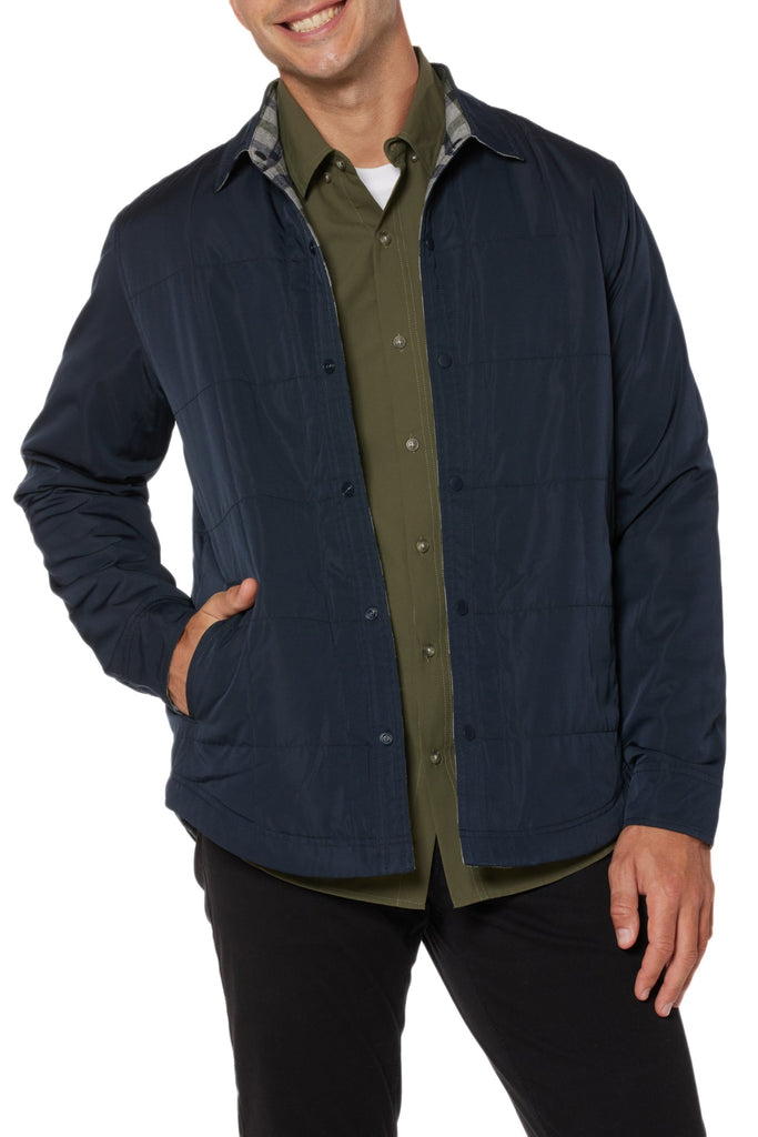 Nylon To Flannel Reversible Jacket for Men, True Navy
