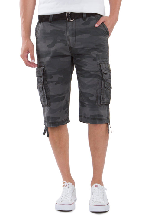 Stylish Black Camo Cargo Shorts for Men